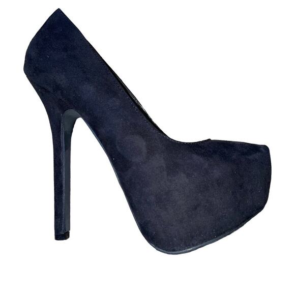 Breckelles Brand Heels suede/velvet like platform heels black SZ 6 High heels - Picture 1 of 7